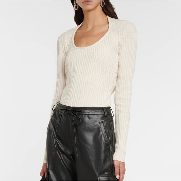 Proenza Schouler Sweater Women's Size XS Cream Ribbed Pullover Cozy Coquette - Picture 1 of 11